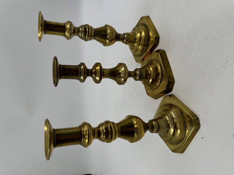 3 stk Gamle Messing lysestaker