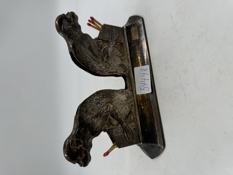 Gml artig Fyrstikk holder m/ 2 apekatter