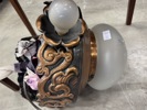 Jugend Taklampe m/ glasskuppel i kobber