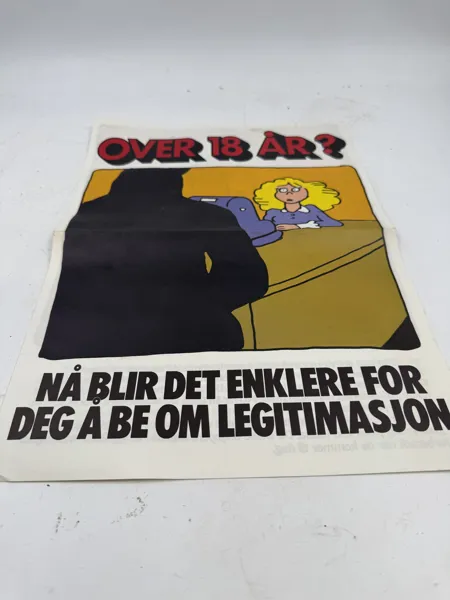 Alders grense plakat m/ hårek reklame 70 80 tallet