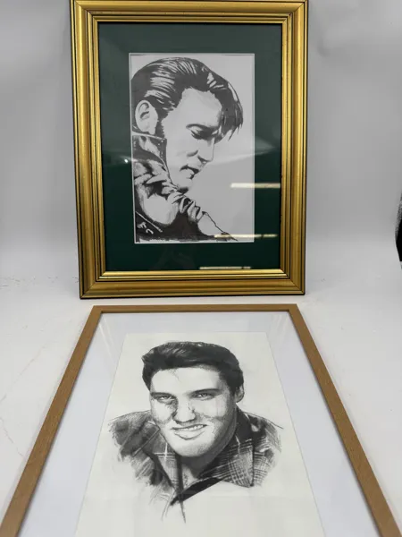 2 stk Tegninger av Elvis i rammer