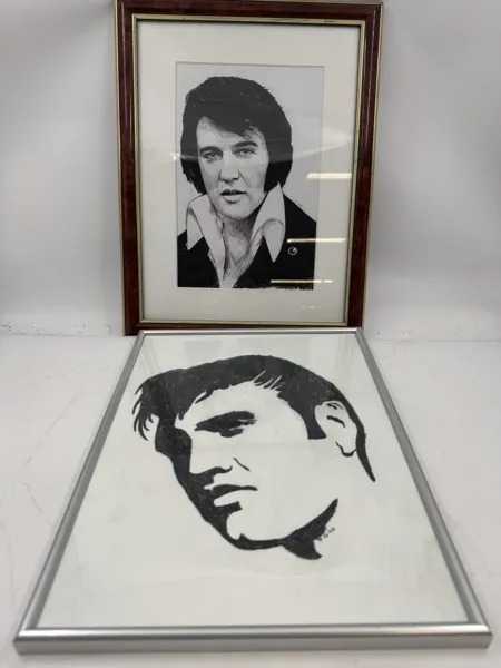 2 tegninger av Elvis med ramme