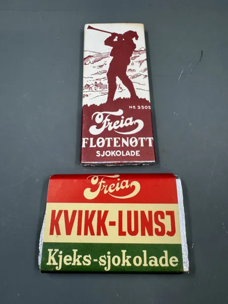 2 orginale gml freia utstillings sjokolader 30-40 tall