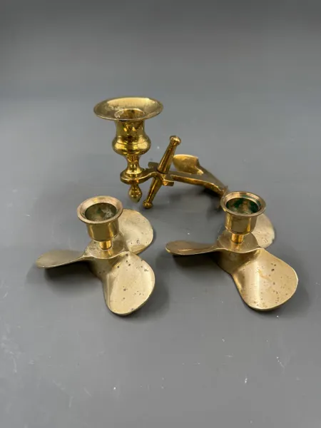 Messing 2 stk lysestaker + en lystake