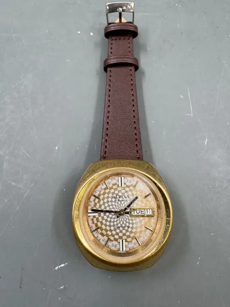 Vintage Alpina sea strong automatic armbåndsur i gullfarge