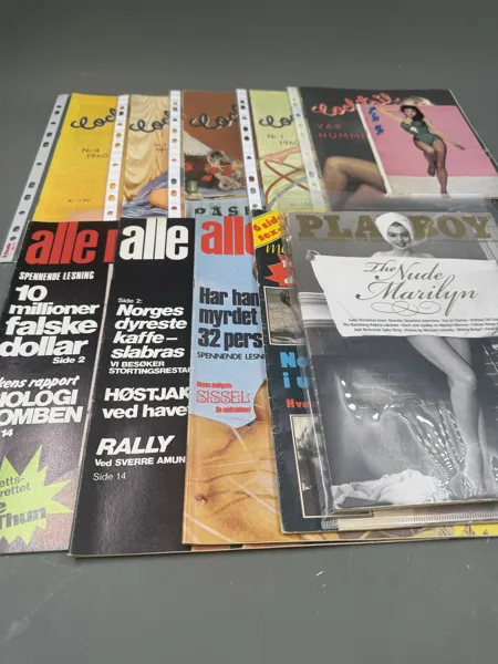 5 Cocktail,1 pin up 1960 
Play Boy ( Den nakne M.Monroe)
Kriminalmagasinet 1979
3 alle menn 1974